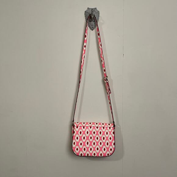 Kate Spade mini crossbody purse pink blue white geometric boho Barbie 70s vibes - Picture 4 of 13